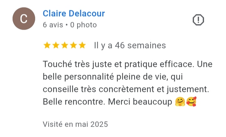 Avis Claire Delacour — séance réflexologie